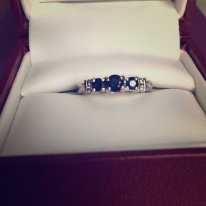 Helzberg Diamonds sapphire blue, diamond ring.
